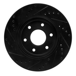 Nissan Frontier Brake Rotor (1) - Front Right - R1 Concepts - Drilled & Slotted - Black - `05-`21